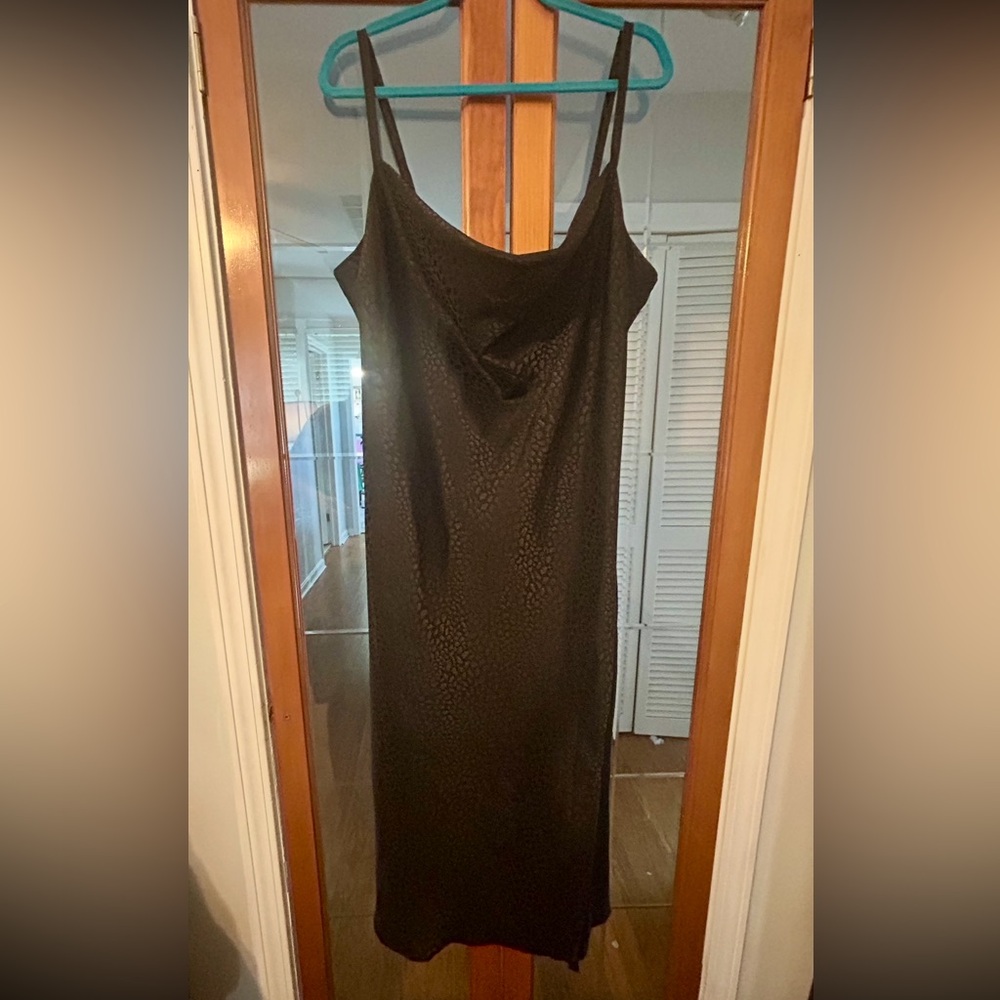 Bar III Black Silky Textured Maxi Dress